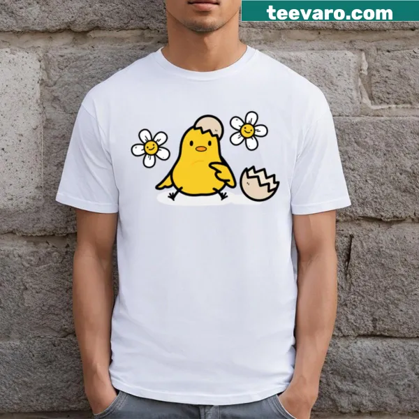 Cute Egg and Chicky illustration on a T-shirt