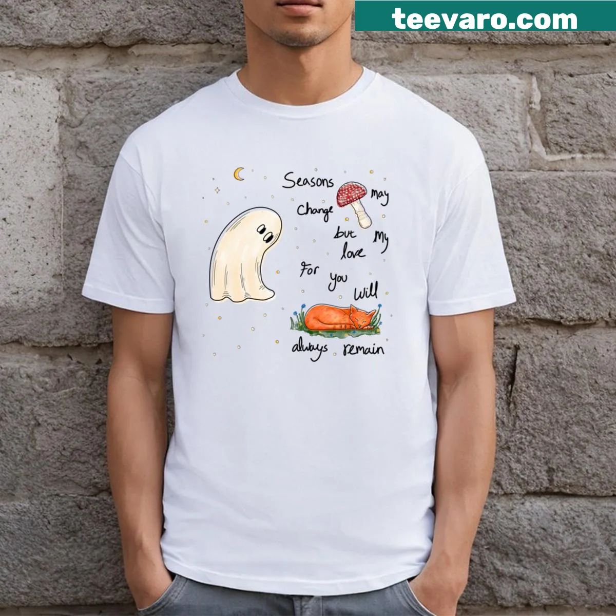 Classic t-shirt featuring 'Ghost Vibes' text — on a men's t-shirt