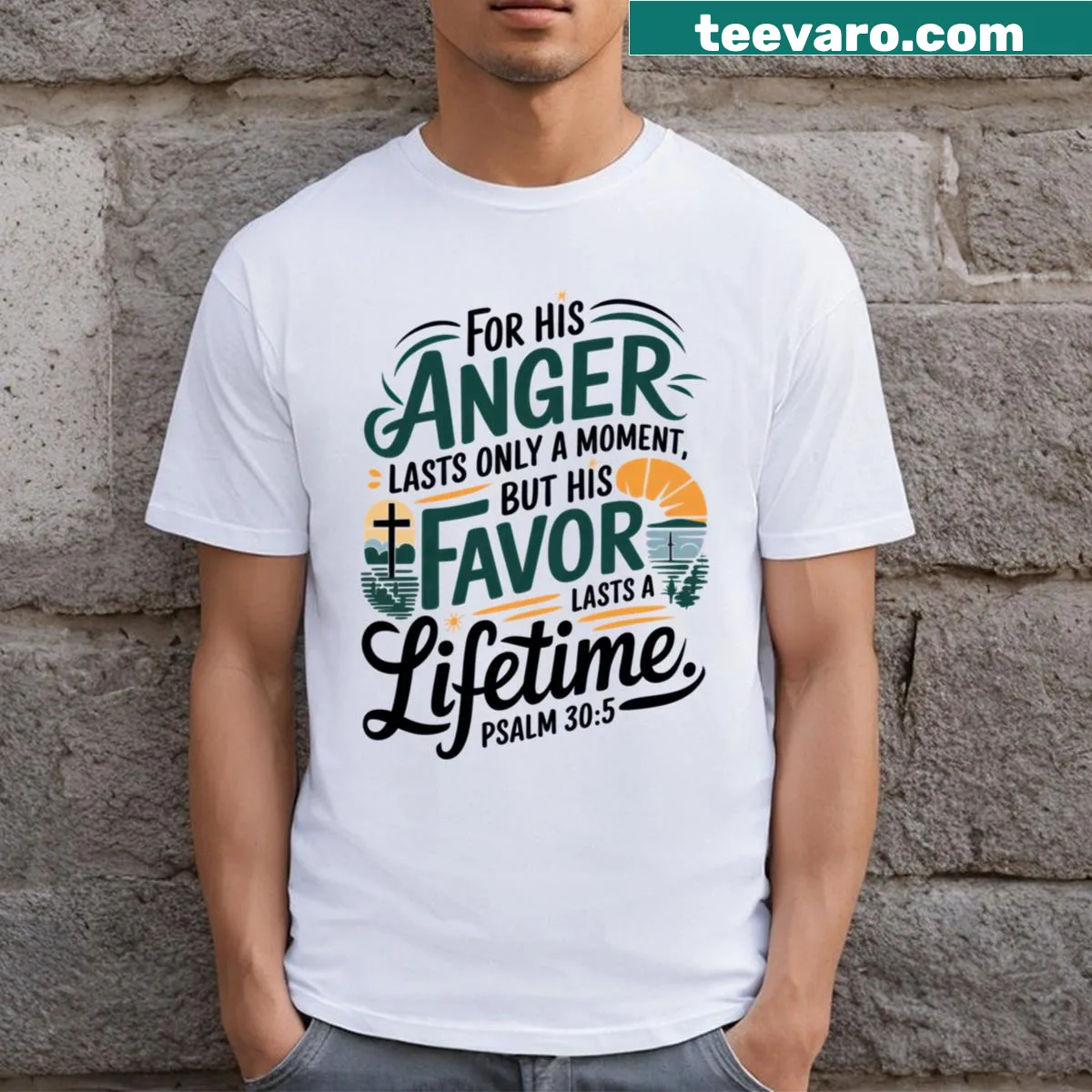 Classic t-shirt with 'God's Favor' text — on a men's t-shirt