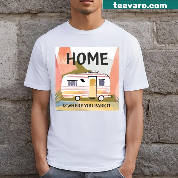 Vintage camper graphic t-shirt showcasing a retro camper design