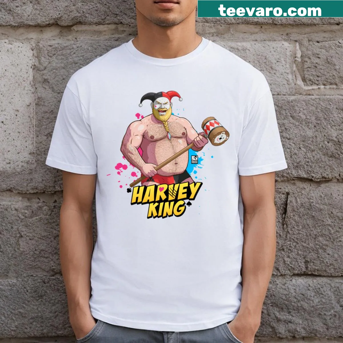Graphic t-shirt celebrating creativity with Harvey King design — on a men's t-shirt