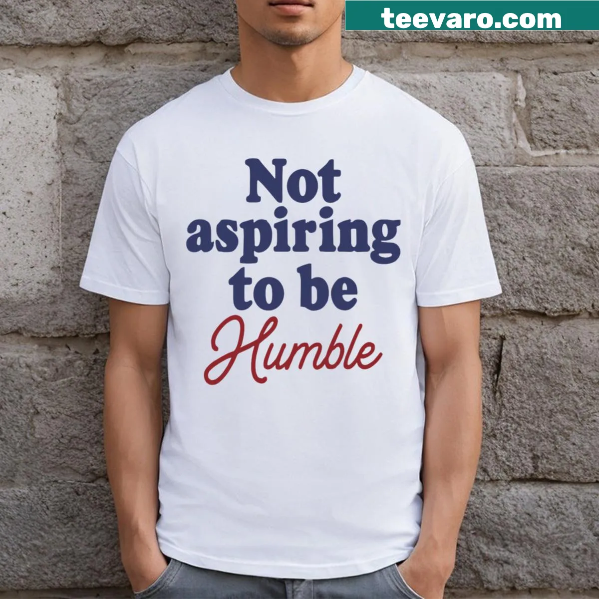 Confident t-shirt with the phrase about humility — on a men's t-shirt