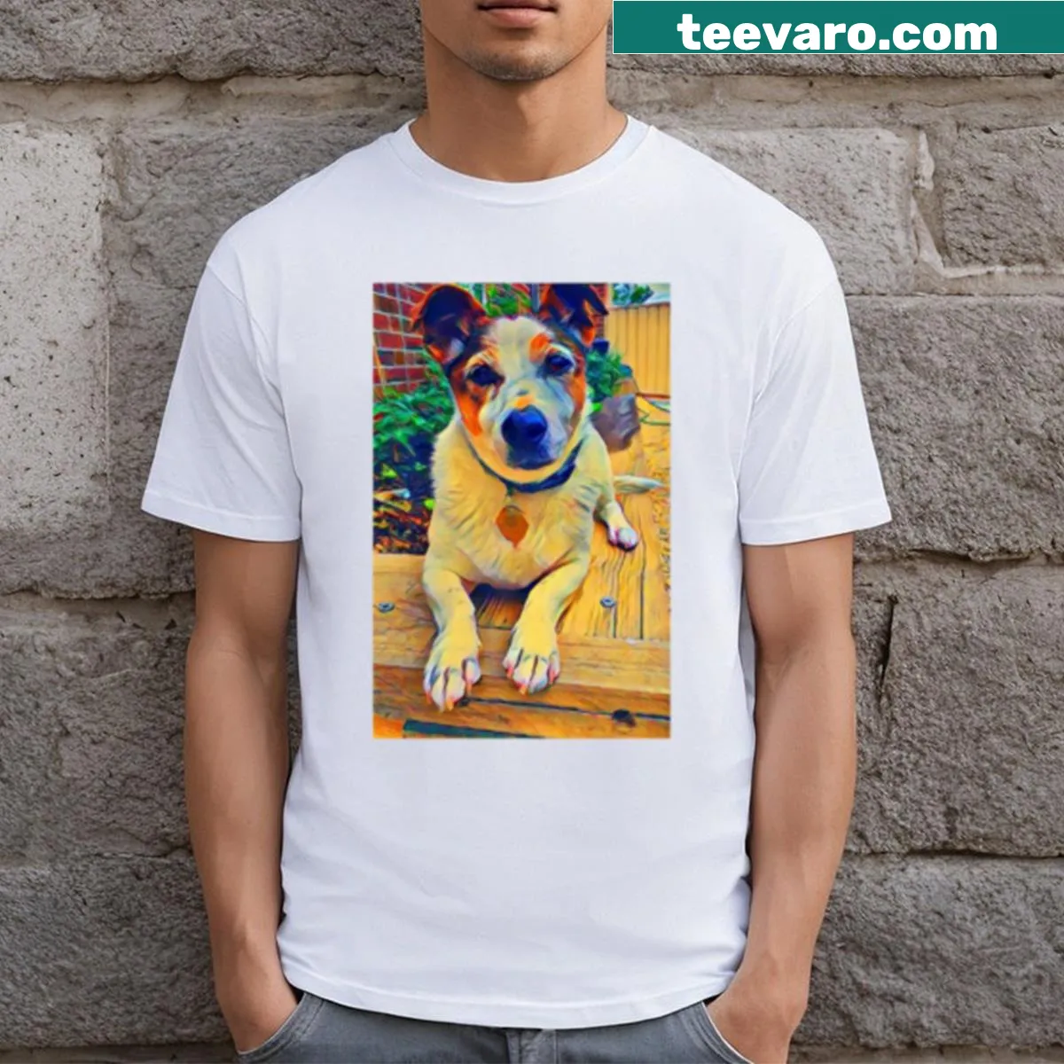 Adorable Jack Russell graphic on a classic tee for dog lovers — on a men's t-shirt