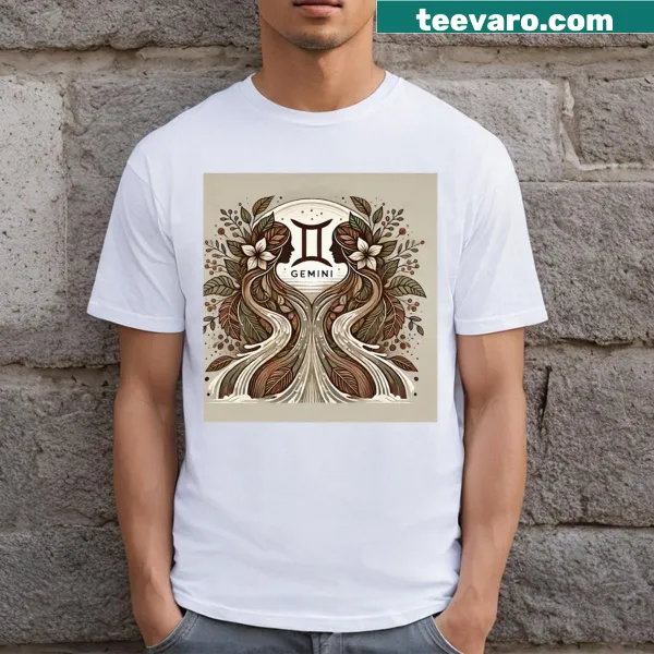 Classic T-shirt featuring the artistic Gemini zodiac sign design