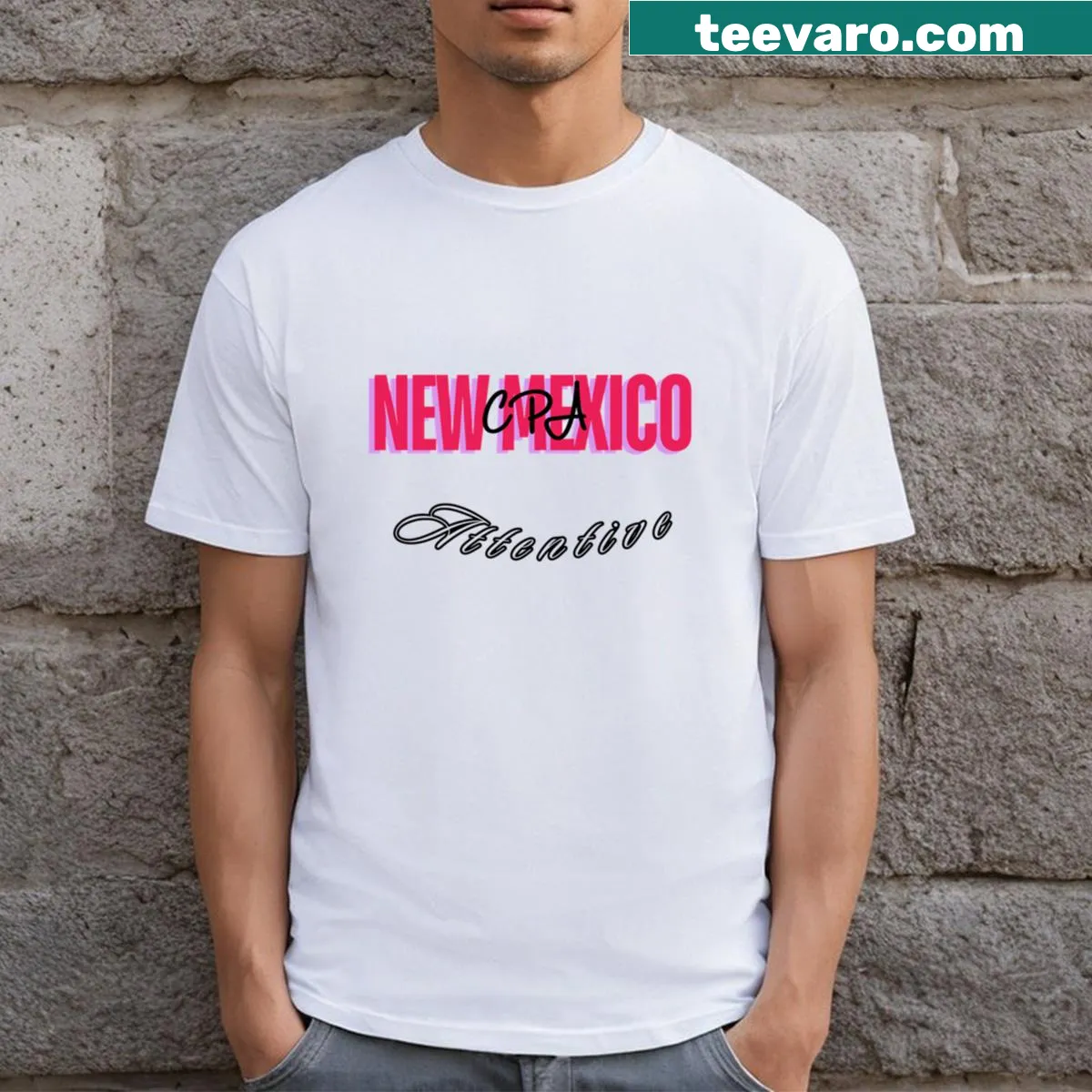 Text design for New Mexico CPA on a classic t-shirt — on a men's t-shirt