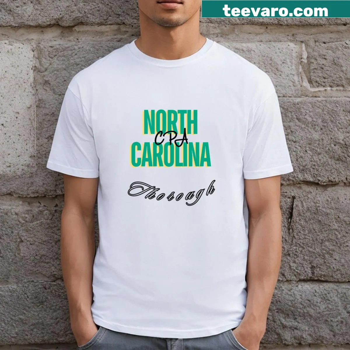 Minimalist North Carolina CPA graphic tee — on a men's t-shirt
