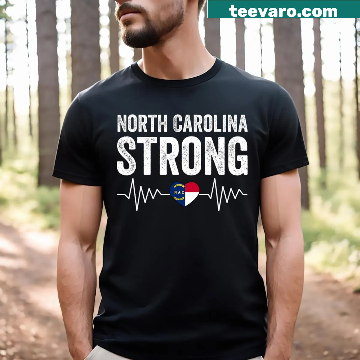 Heartfelt graphic tee combining NC State pride and love for North Carolina — on a men's t-shirt