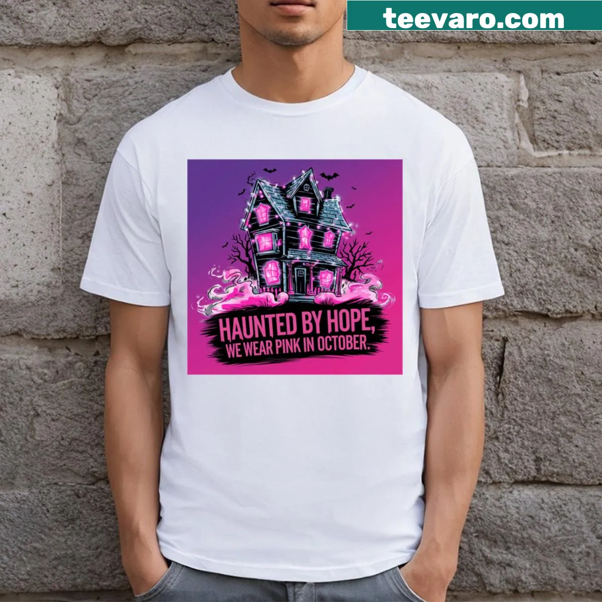 Watercolor pattern of pink hues on a classic t-shirt — on a men's t-shirt