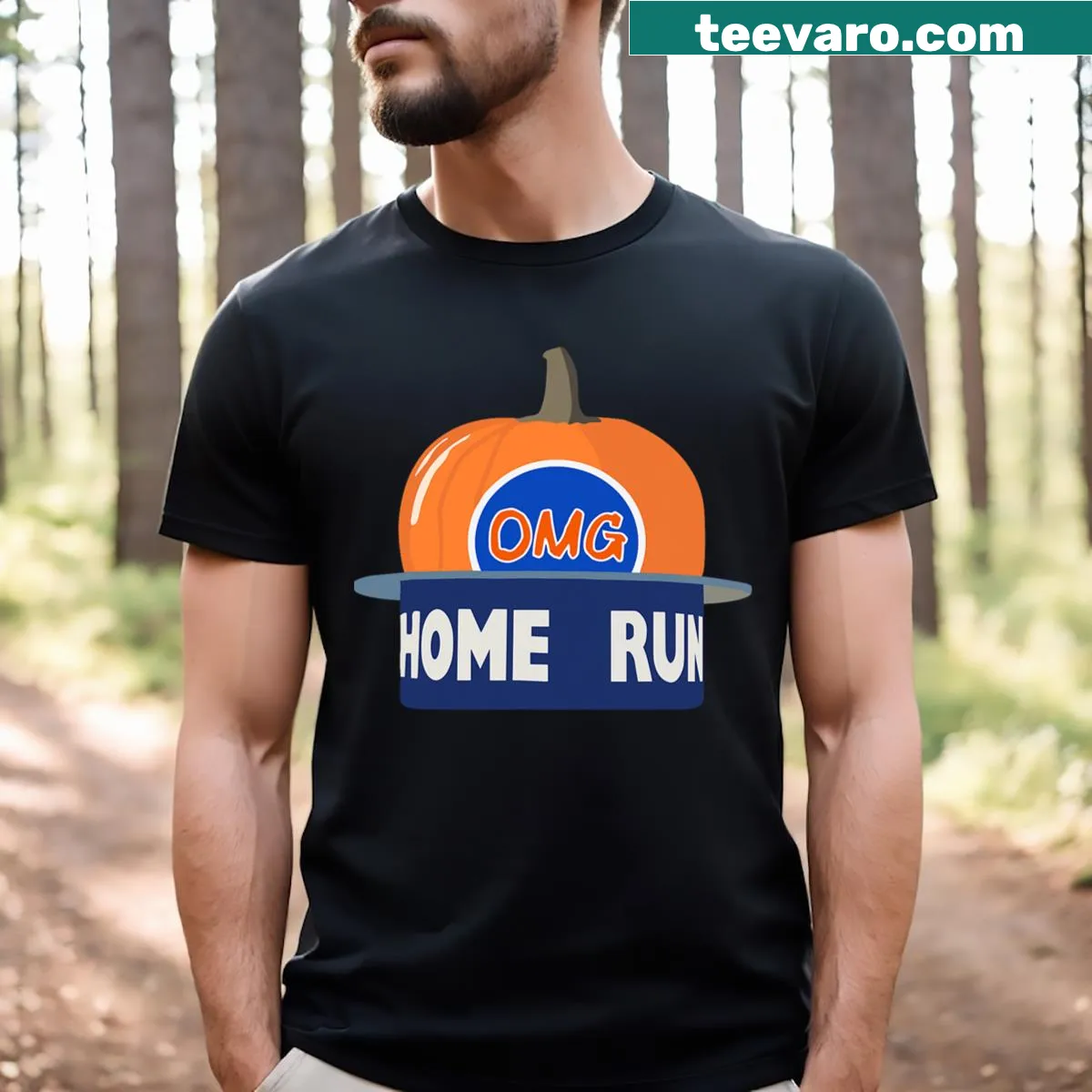 Funny sports-themed t-shirt with pumpkin illustration — on a men's t-shirt