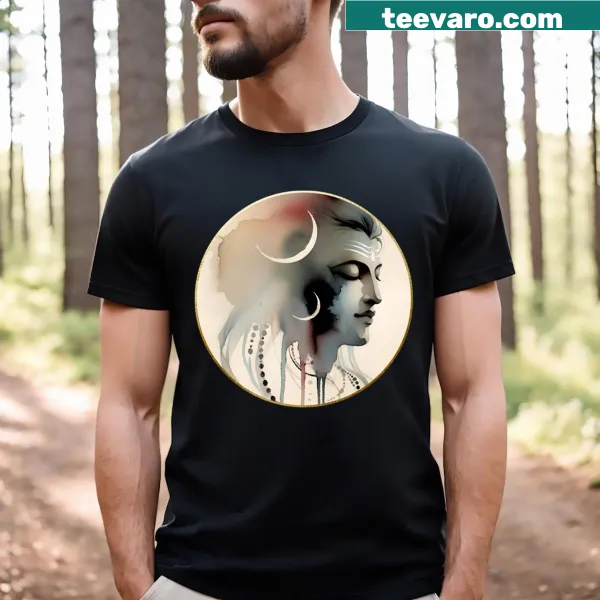 Illustrative t-shirt featuring a serene design of Shiva