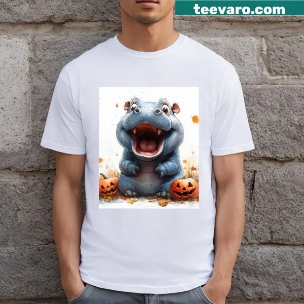 Cute cartoon design featuring Moo Deng for Halloween