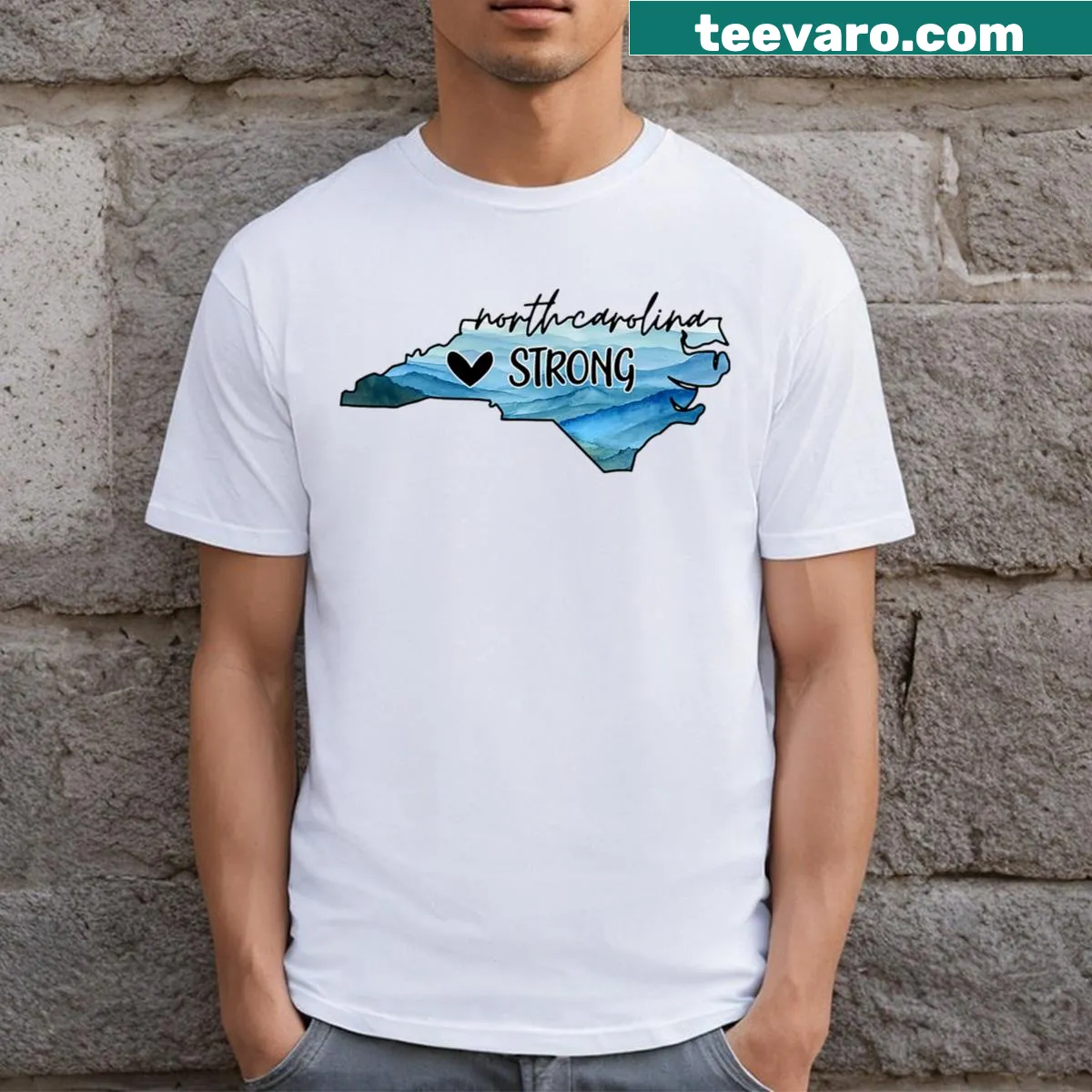 North Carolina emblem graphic on classic t-shirt — on a men's t-shirt