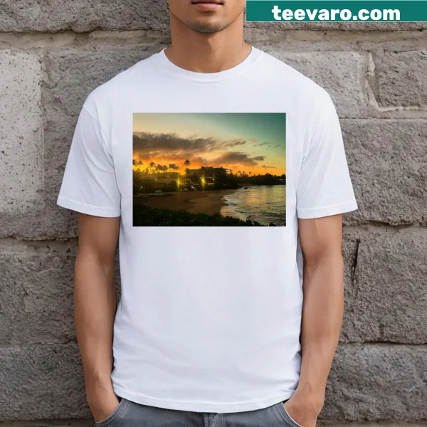 Classic T-shirt featuring a serene sunrise illustration