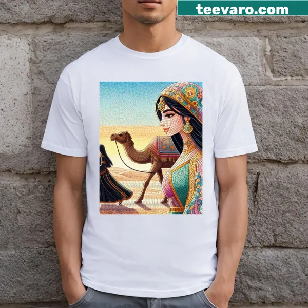 Classic T-shirt with an illustration of a desert landscape