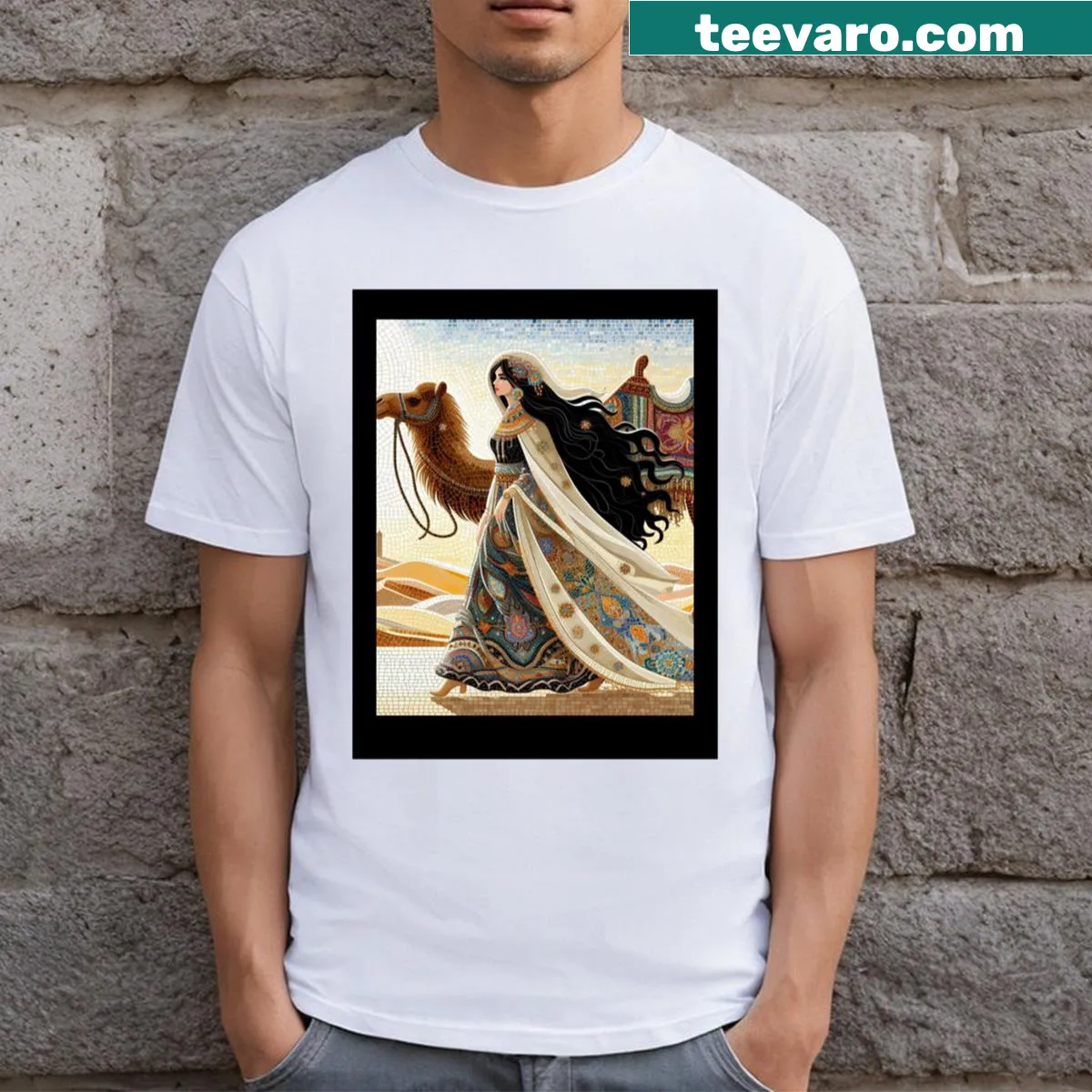 Classic T-shirt depicting desert scenery with cacti — on a men's t-shirt