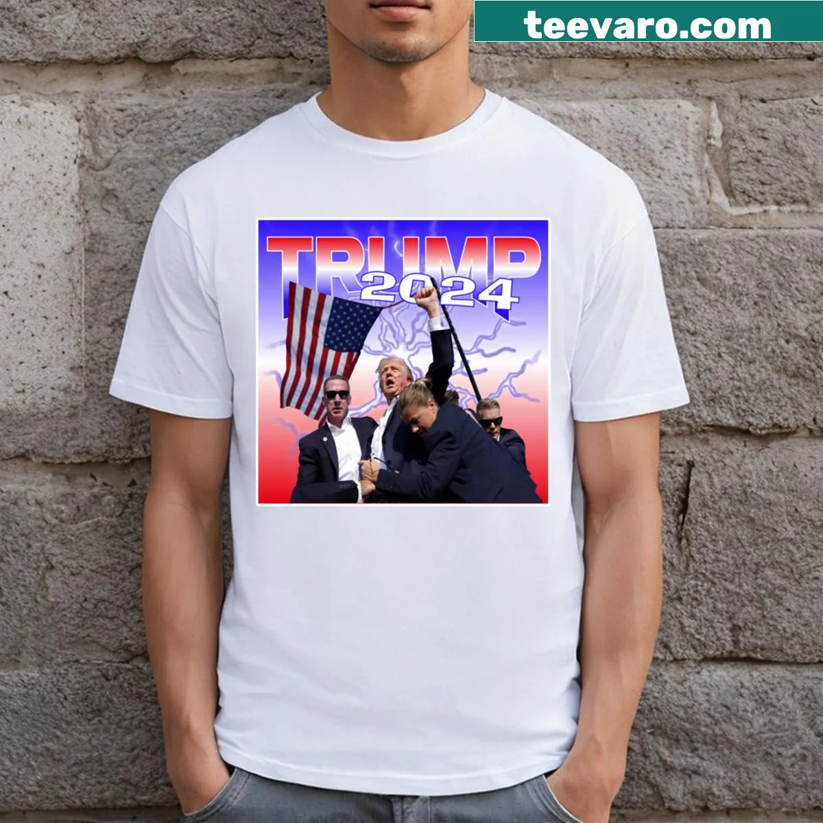 Playful T-shirt with a fist design for election fans — on a men's t-shirt