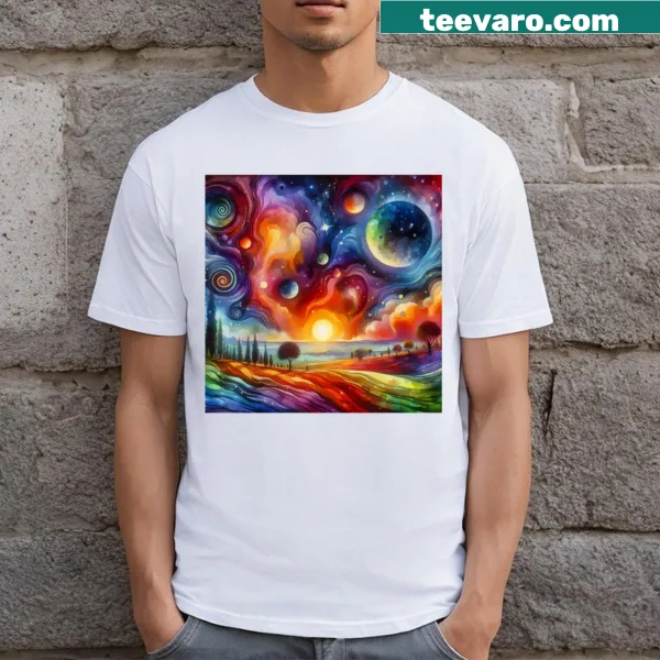 Cosmic scene with swirling galaxies and stars