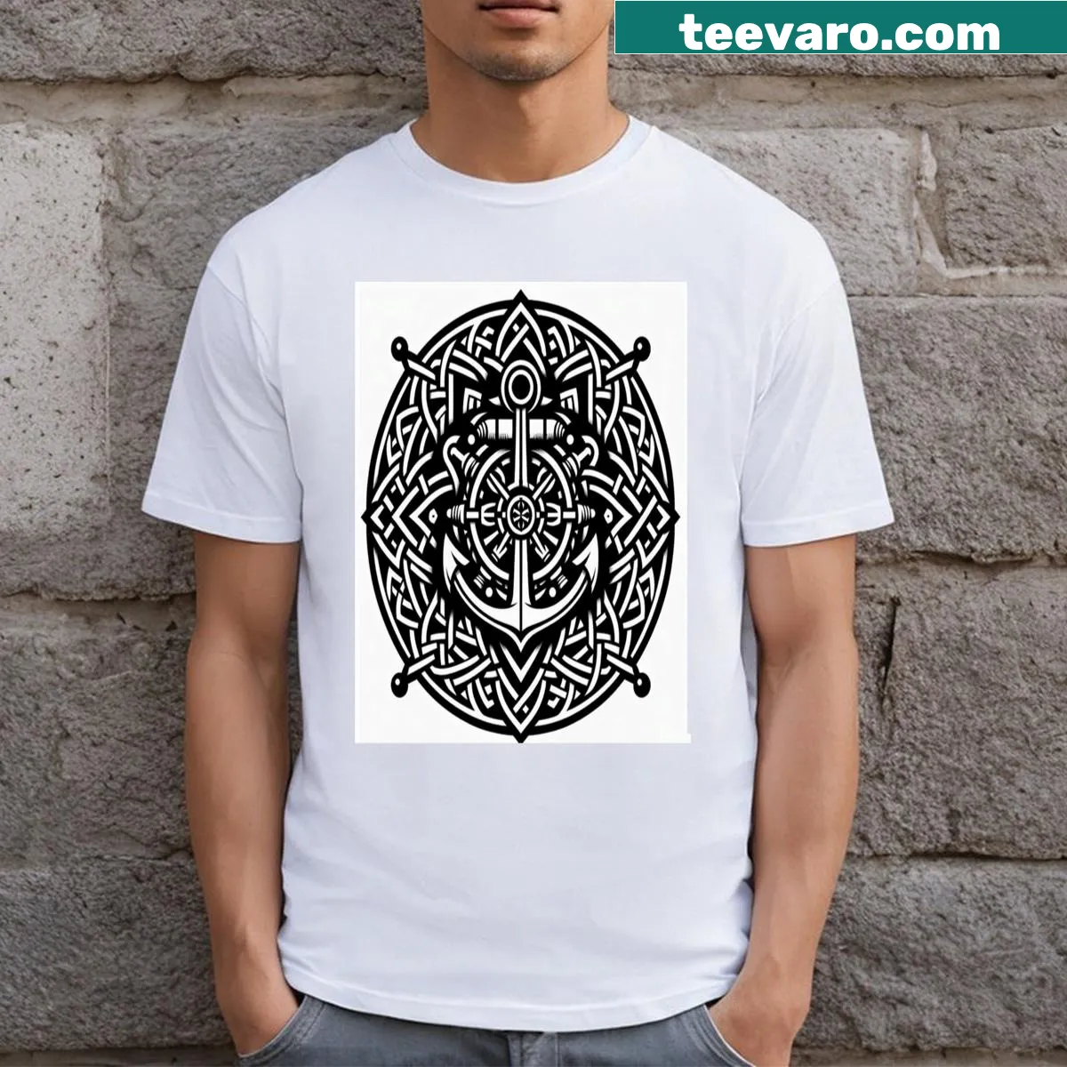 Nautical themed anchor T-shirt for everyday wear — on a men's t-shirt