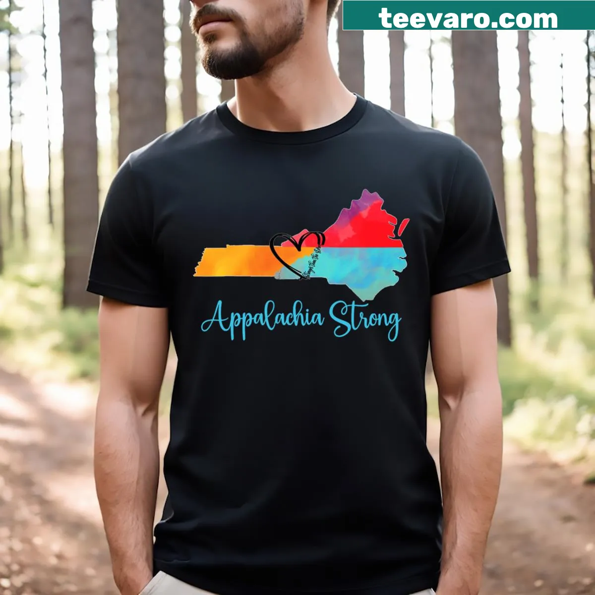 T-shirt featuring North Carolina mountain graphic and text — on a men's t-shirt