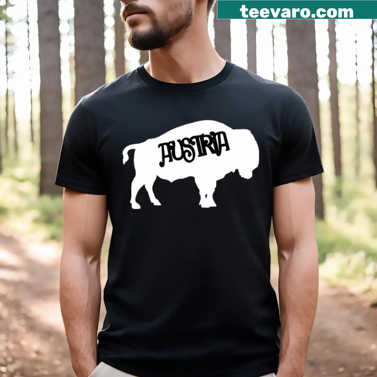 Bison graphic T-shirt representing wildlife — on a men's t-shirt