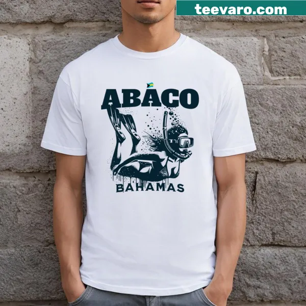 Snorkeling illustration on Abaco Bahamas souvenir t-shirt