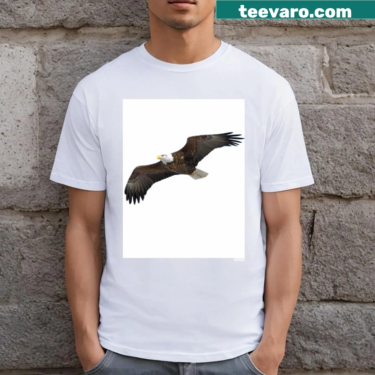 Illustration of a bald eagle on a t-shirt — on a men's t-shirt