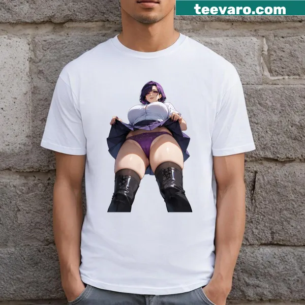 Anime waifu t-shirt with playful upskirt graphic