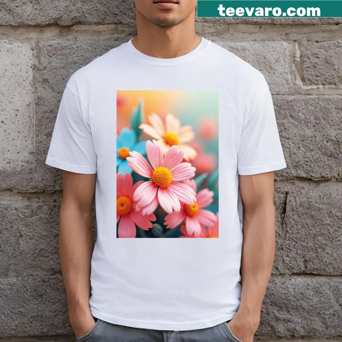 Flower bouquet illustration t-shirt design — on a men's t-shirt