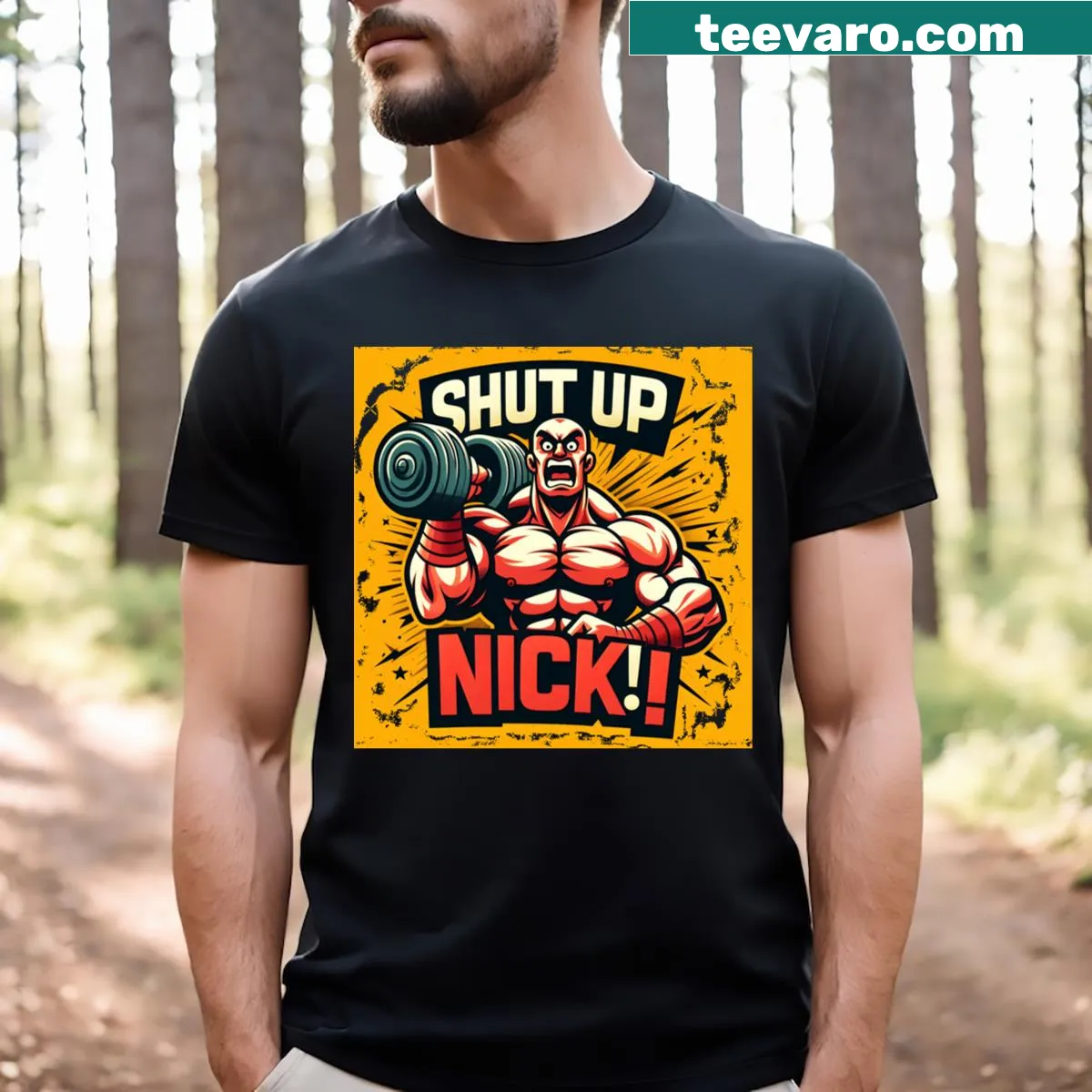 Funny fitness-themed graphic tee — on a men's t-shirt