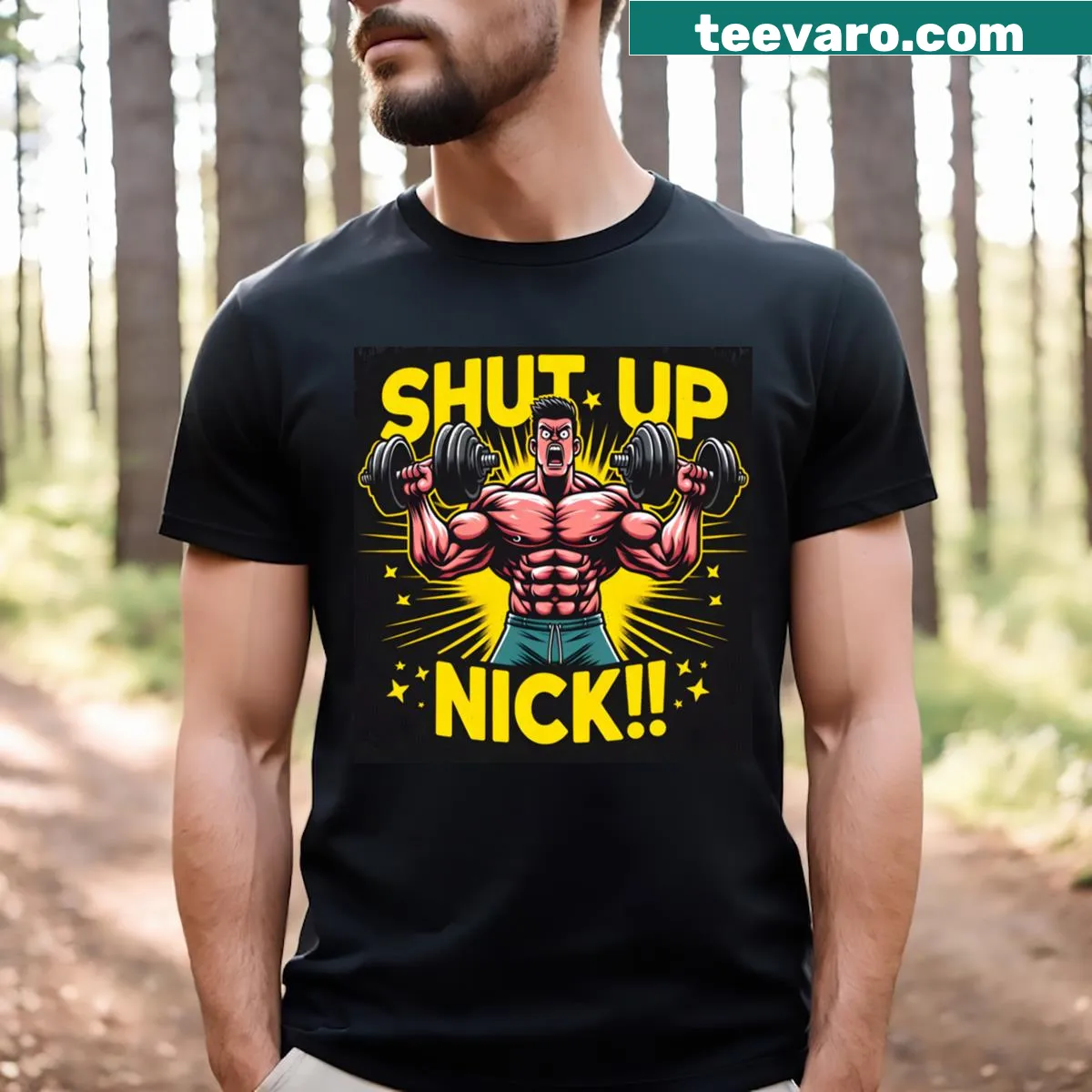 Funny gym t-shirt with humorous quote about a bodybuilder — on a men's t-shirt