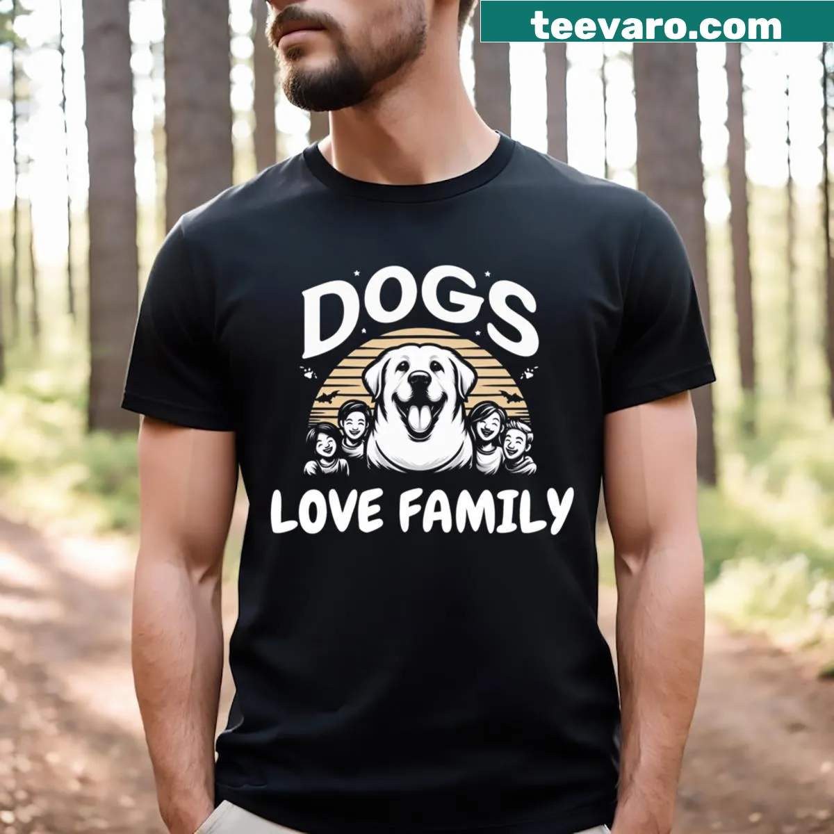 T-shirt with Dogs Love Family text design — on a men's t-shirt