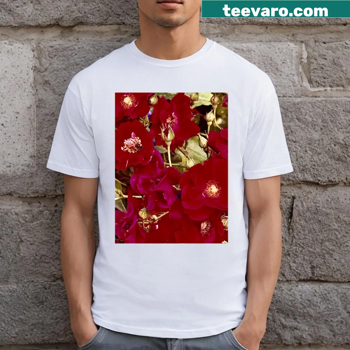 Find The Bee T-shirt featuring bees in a whimsical design — on a men's t-shirt