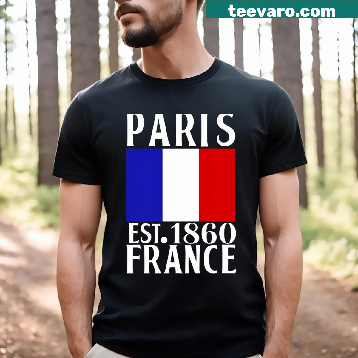 Simple T-shirt featuring the French flag, perfect for showcasing national pride — on a men's t-shirt