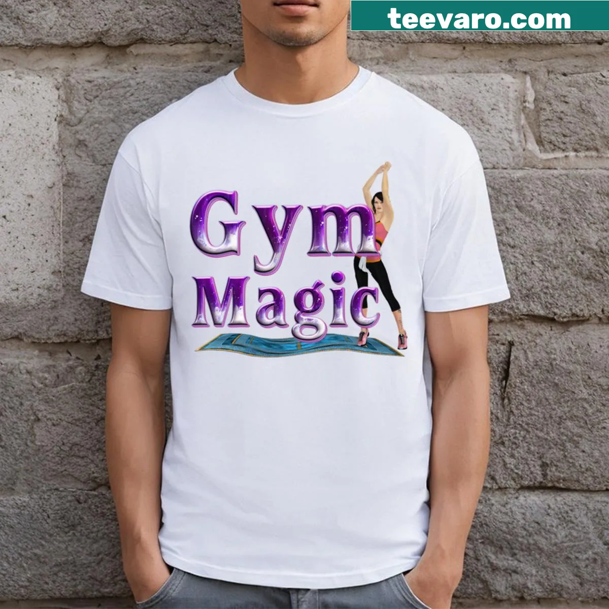 Inspirational gym-themed T-shirt with motivational text. — on a men's t-shirt