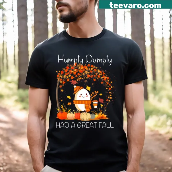 Whimsical Humpty Dumpty T-shirt celebrating autumn and Thanksgiving.