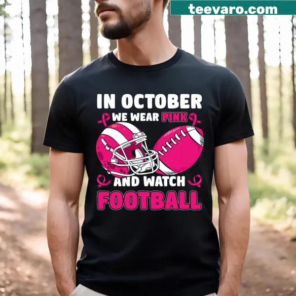 Breast cancer awareness t-shirt with a football theme