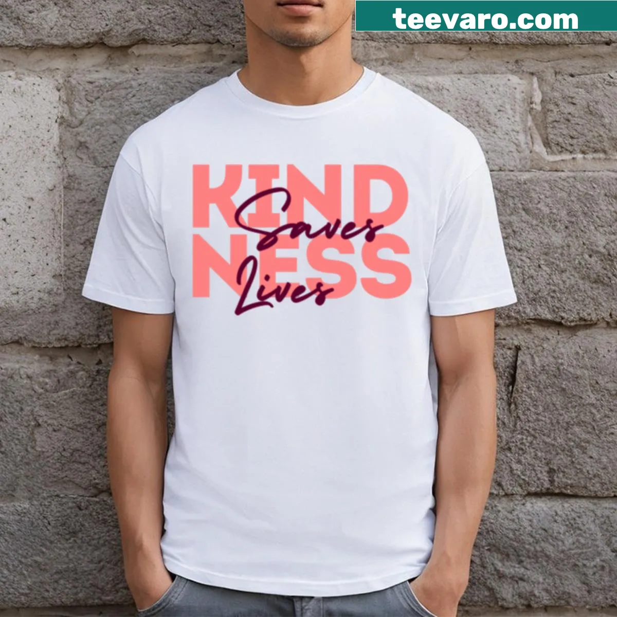 Kindness Saves Lives t-shirt with an impactful message — on a men's t-shirt