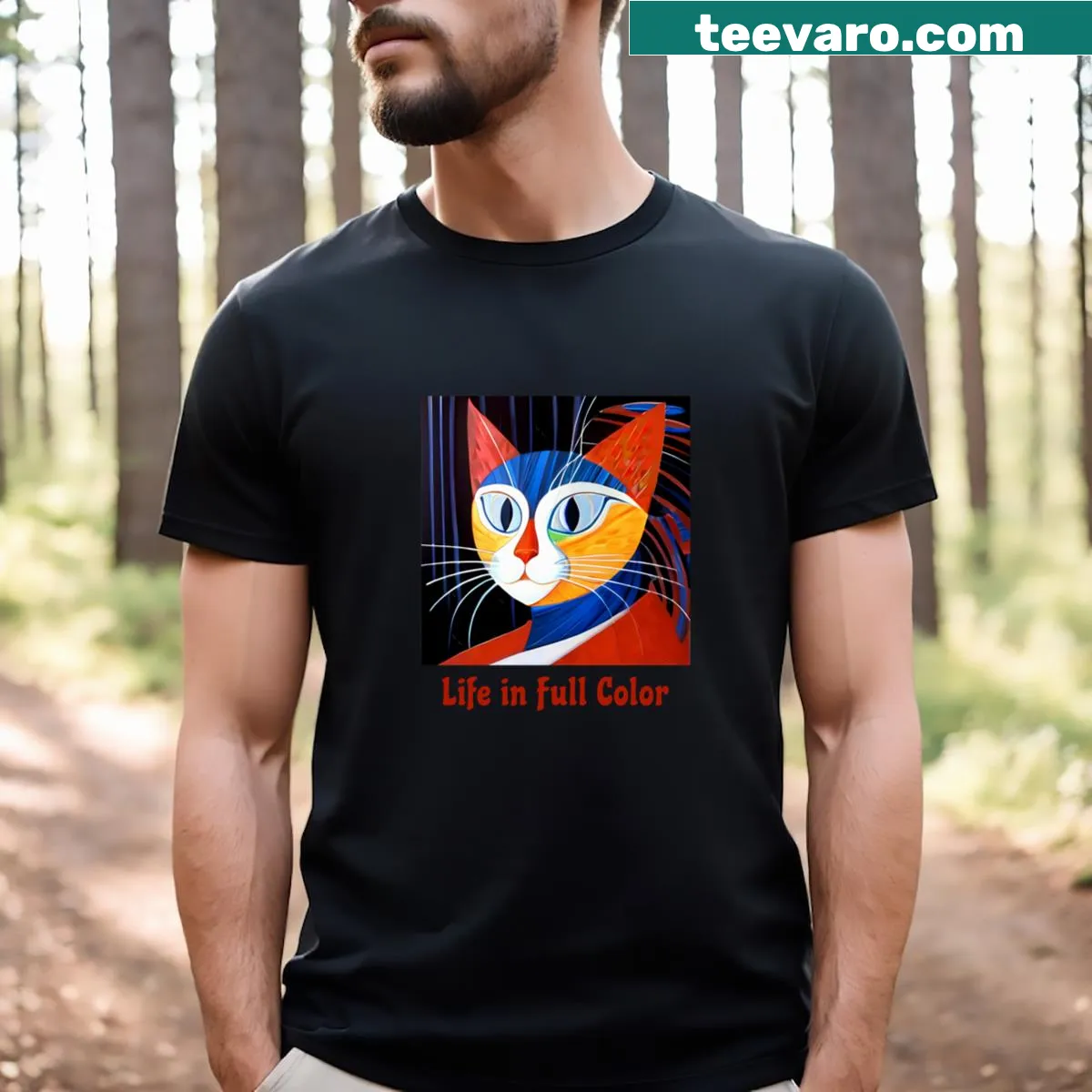 T-shirt with the phrase 'Life In Full Color' in an uplifting design — on a men's t-shirt