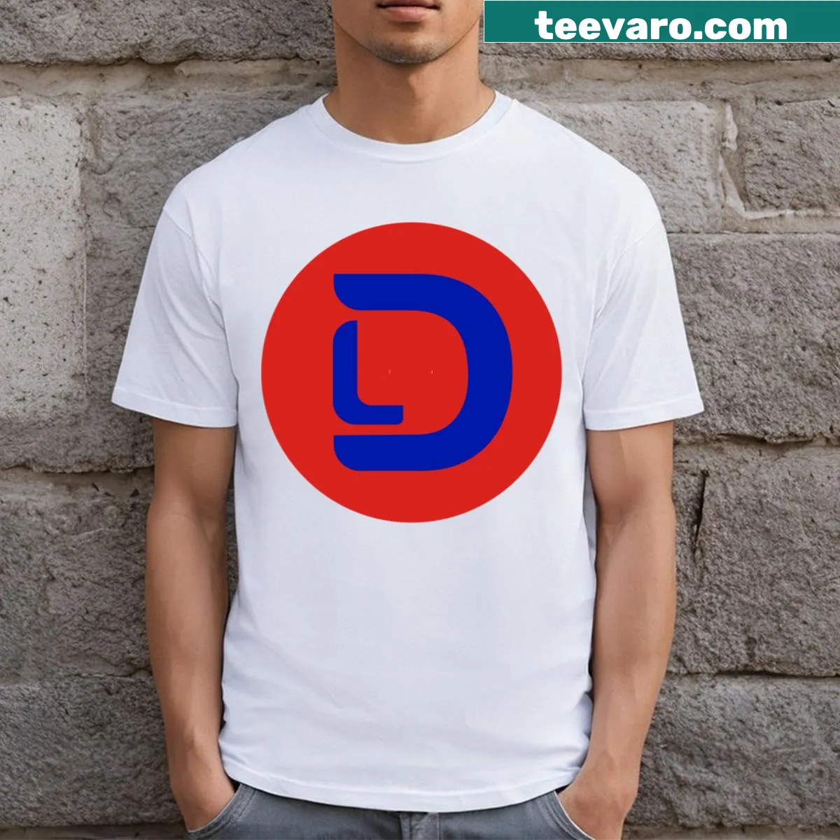 T-shirt featuring the Louiza Designs logo in a stylish graphic — on a men's t-shirt