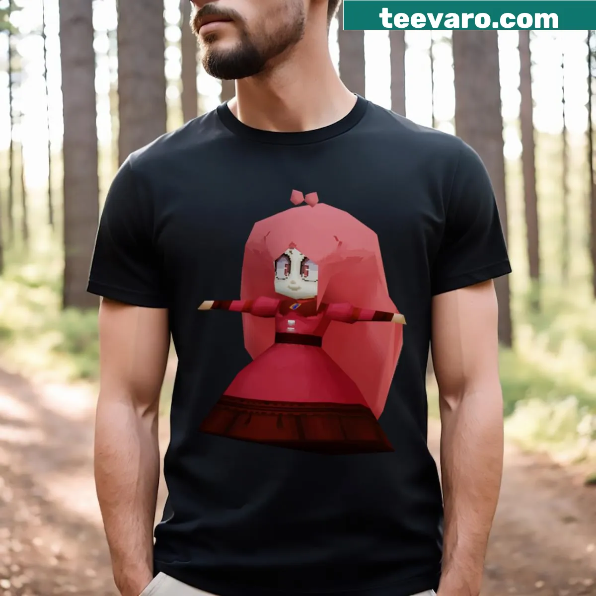 Minimalist low poly T-pose graphic on a stylish t-shirt — on a men's t-shirt
