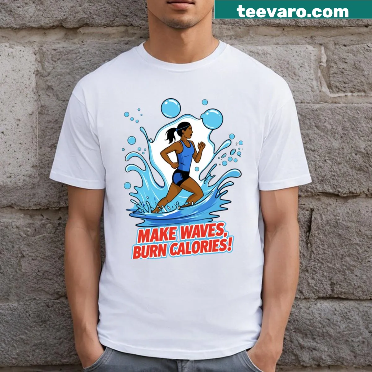 Motivational aqua fitness graphic design on a T-shirt — on a men's t-shirt