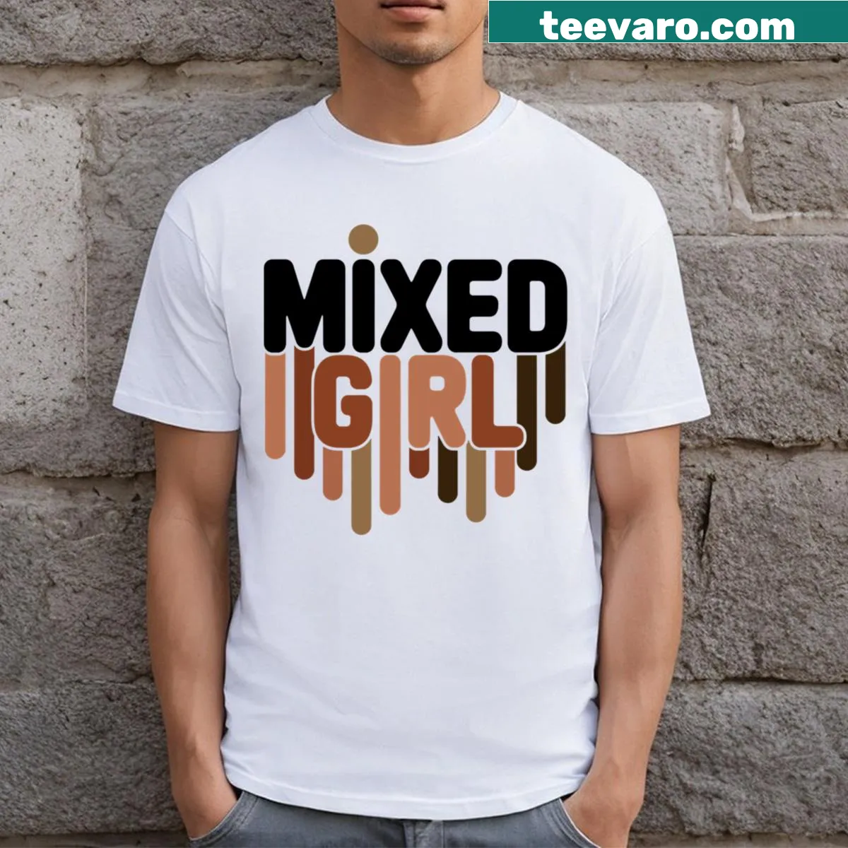 Stylish T-shirt featuring a bold mixed girl graphic — on a men's t-shirt
