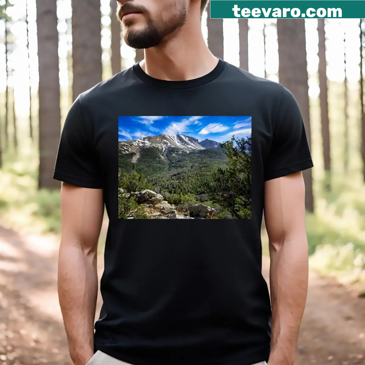 Illustration of mountains at Great Basin National Park on a T-shirt — on a men's t-shirt