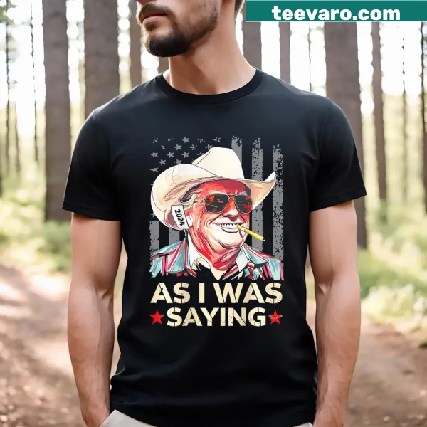 Political T-shirt with cowboy and Trump phrase