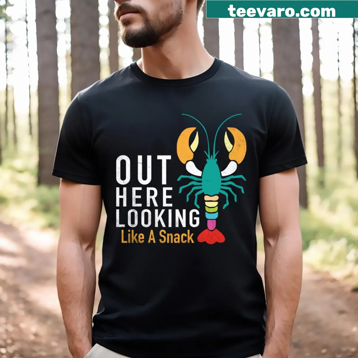 Playful Crawfish Lovers T-shirt with humorous text — on a men's t-shirt