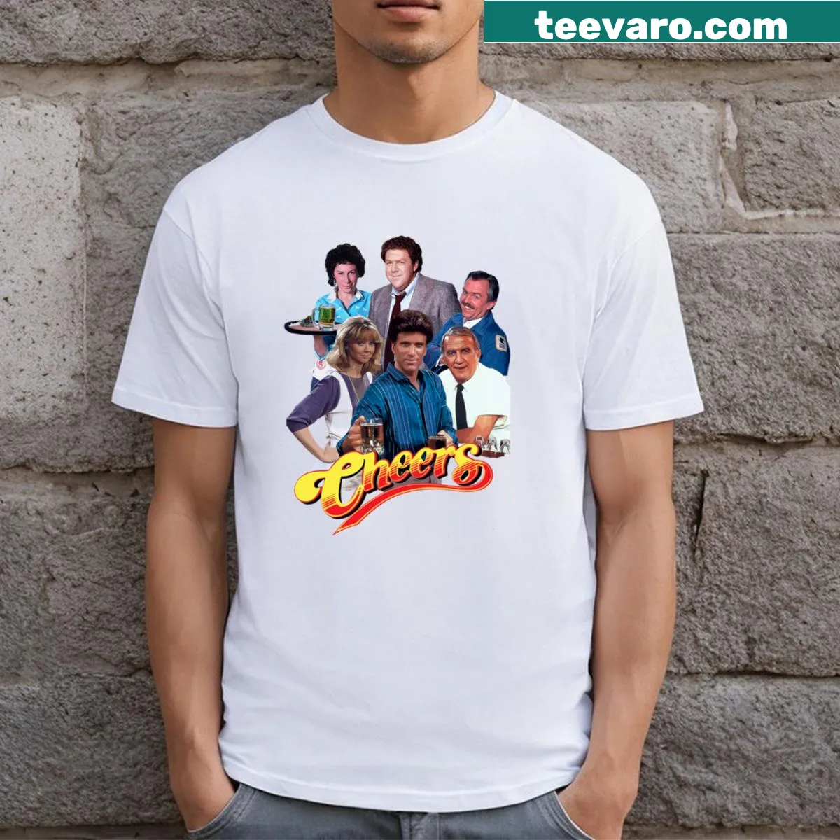 Minimalist T-shirt featuring bold typography inspired by the 80s — on a men's t-shirt