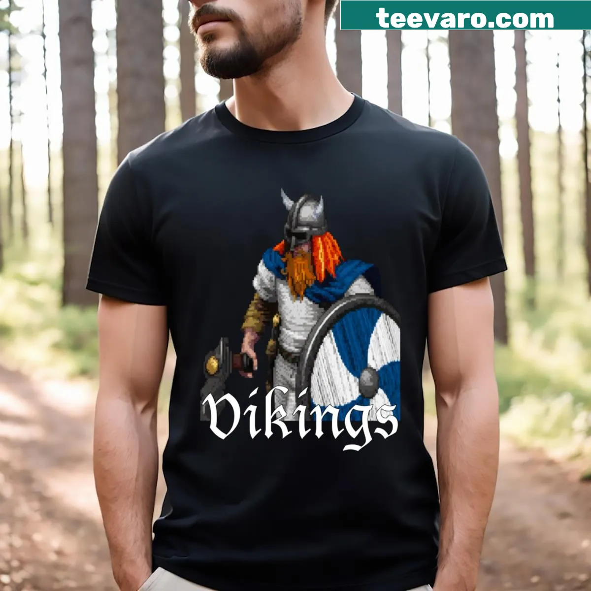 Illustrative Age Of Empires 2 Vikings Berserk t-shirt featuring warrior design — on a men's t-shirt