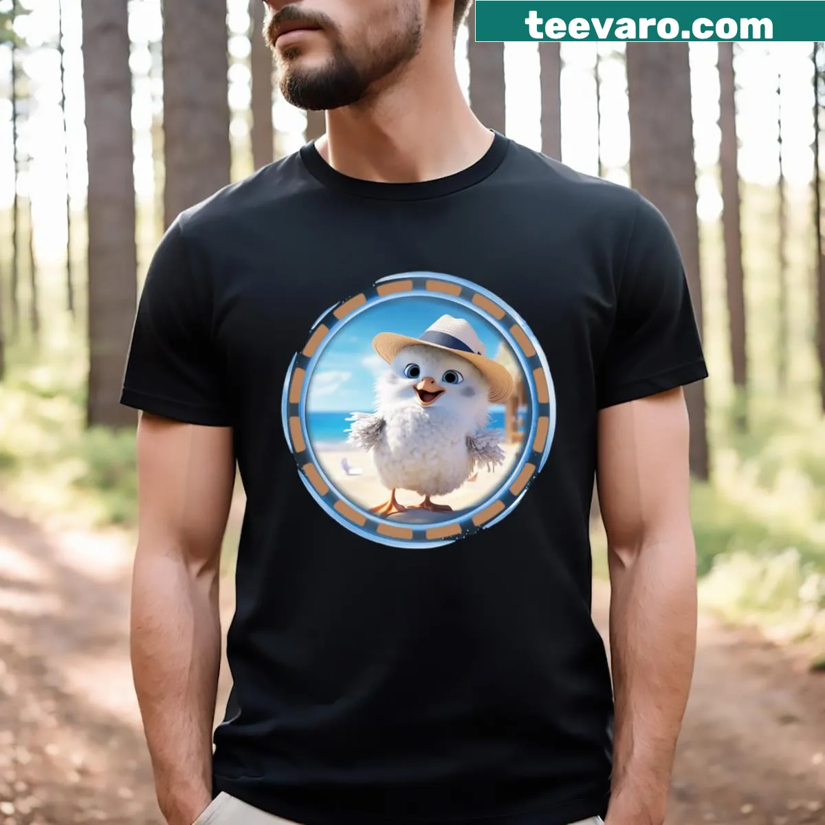 Cute illustration of a baby seagull on a children's t-shirt — on a men's t-shirt