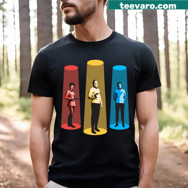 Funny Beam Me Up Scotty graphic on a sci-fi themed t-shirt