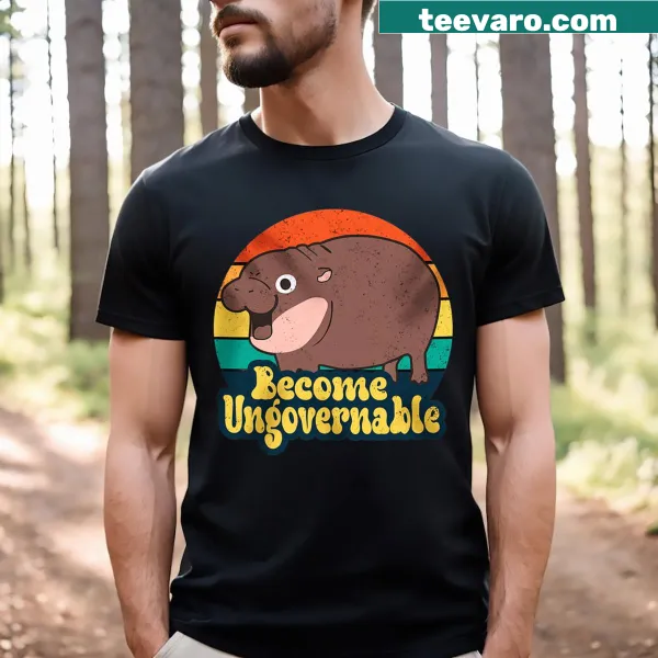 Funny baby hippo graphic with humorous saying designed for kids